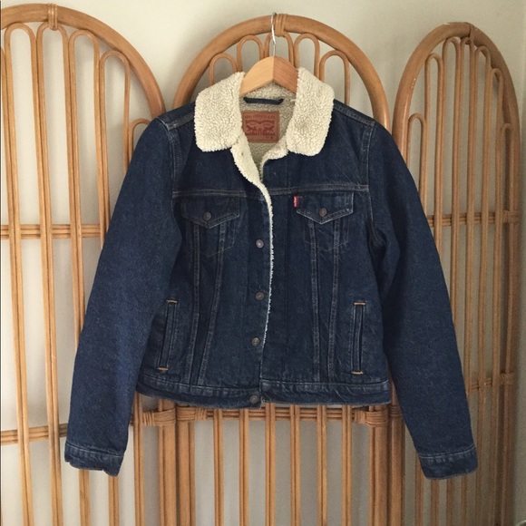 Levi’s denim Sherpa biker jacket size medium - Picture 1 of 5